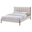 Pemberly Row Modern Upholstered Platform Queen Bed in Cream Fabric