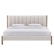 Pemberly Row Modern Upholstered Platform King Bed in Cream Fabric