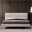 Pemberly Row Modern Upholstered Platform King Bed in Cream Fabric