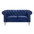 Pemberly Row Modern Crystal Velvet Fabric Loveseat in Royal Blue