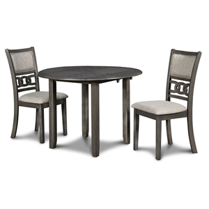 Pemberly Row 3-Piece 42&quot Round Wood Dining Set with 2 Chairs in Gray