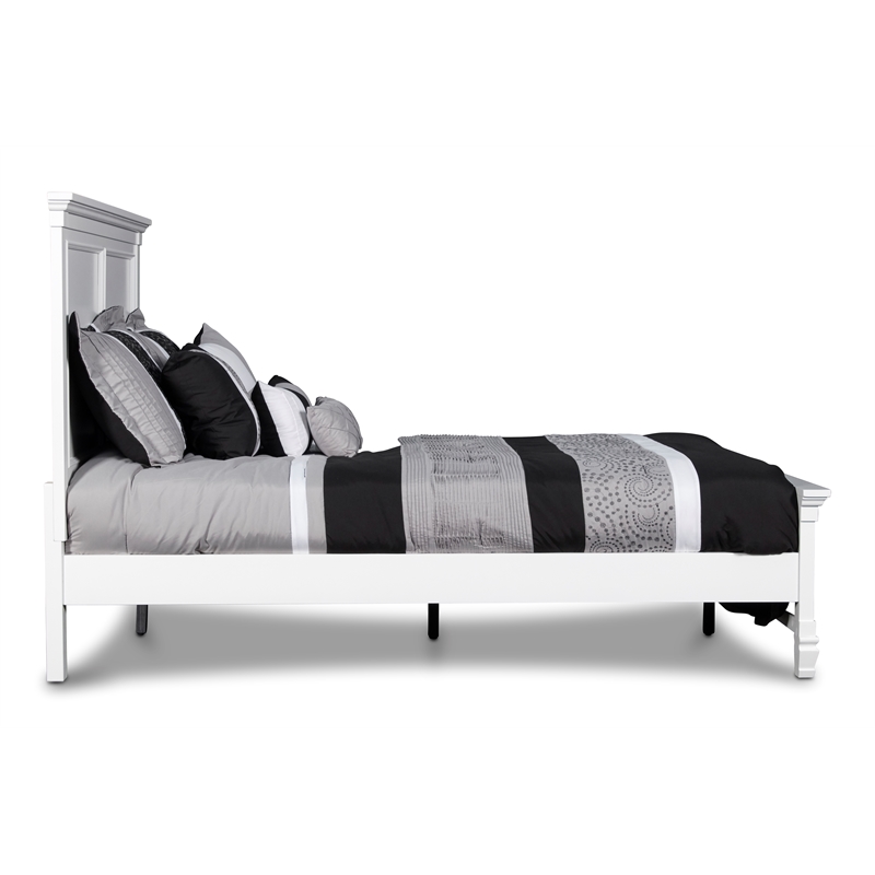 Pemberly Row Contemporary Solid Wood Twin Bed in White Finish