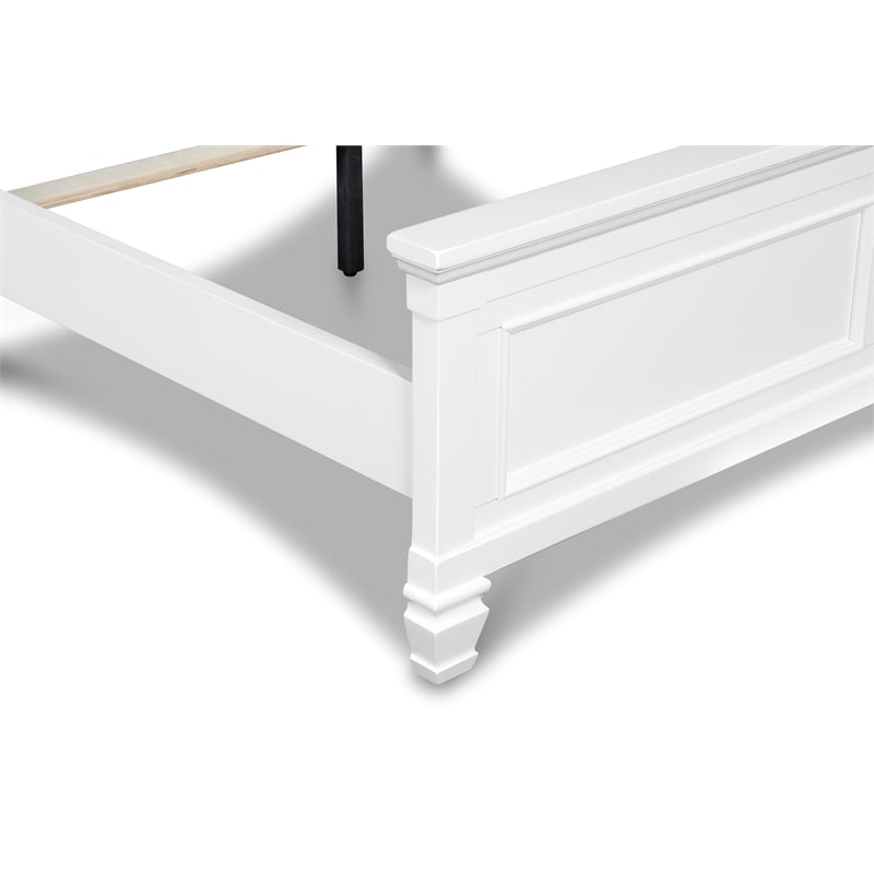 Pemberly Row Contemporary Solid Wood Twin Bed in White Finish
