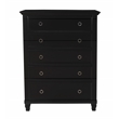 Pemberly Row 5-Drawer Transitional Wood Chest in Black Finish