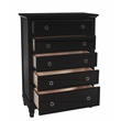 Pemberly Row 5-Drawer Transitional Wood Chest in Black Finish