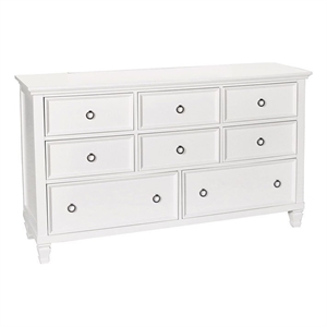 Pemberly Row Contemporary 8-Drawer Wood Dresser in White Finish