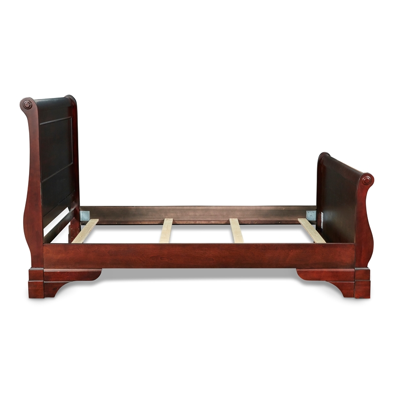 Pemberly Row Contemporary Wood Full Bed in Bordeaux Cherry Finish