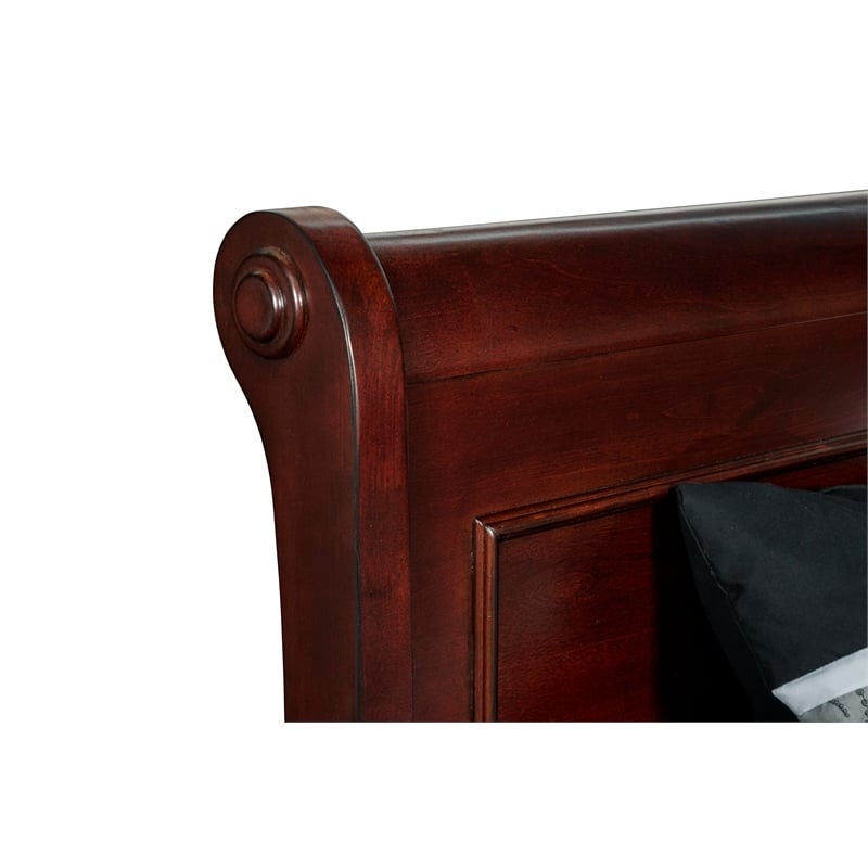 Pemberly Row Contemporary Wood Full Bed in Bordeaux Cherry Finish