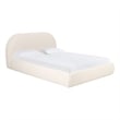 Pemberly Row Modern Upholstered Modern Velvet Queen Bed in Cream