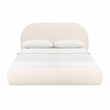 Pemberly Row Modern Upholstered Modern Velvet King Bed in Cream