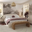 Pemberly Row Modern Upholstered Modern Velvet King Bed in Cream