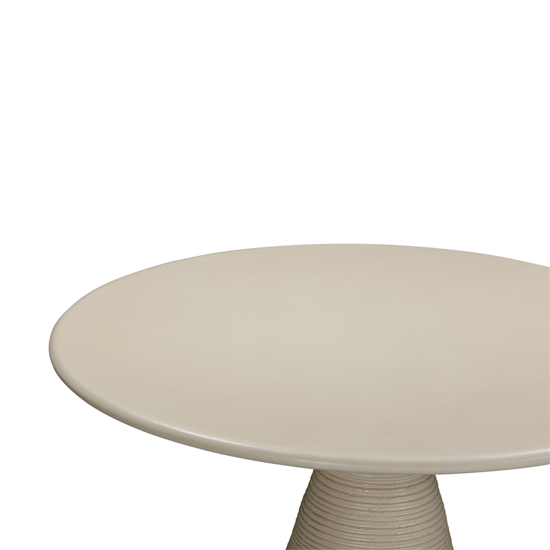 Pemberly Row Indoor / Outdoor Round Stone Dining Table in Beige
