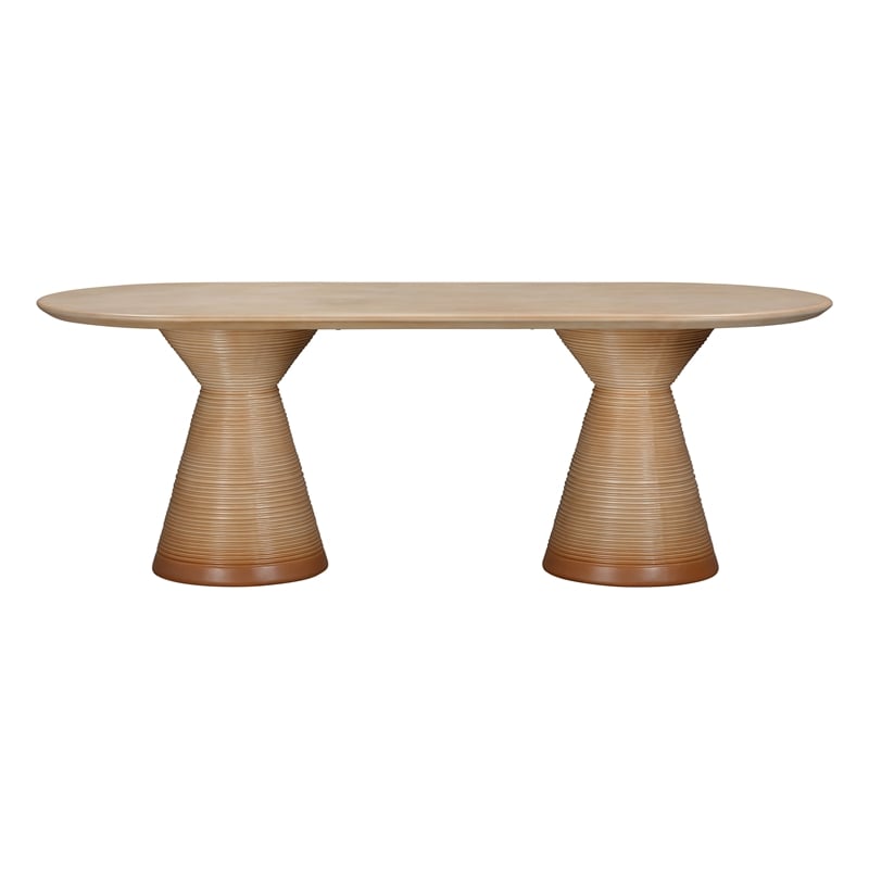Pemberly Row Indoor / Outdoor Oval Stone Dining Table in Terracotta