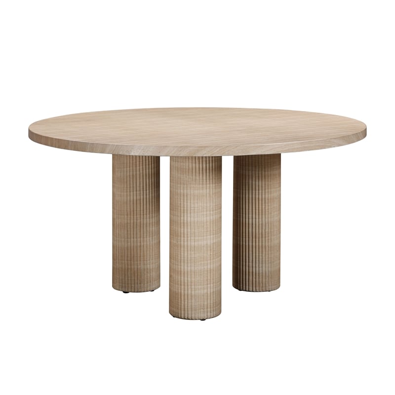 Pemberly Row Indoor / Outdoor Round Stone Dining Table in Terracotta