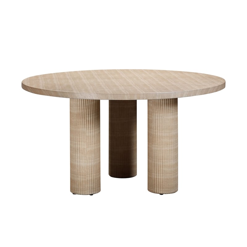 Pemberly Row Indoor / Outdoor Round Stone Dining Table in Terracotta