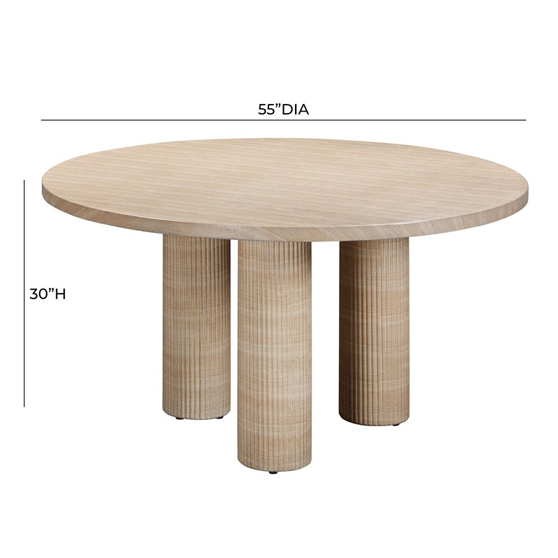 Pemberly Row Indoor / Outdoor Round Stone Dining Table in Terracotta