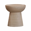 Pemberly Row Indoor / Outdoor Eclipse Faux Travertine Stone Side Table in Beige