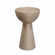 Pemberly Row Indoor / Outdoor Eclipse Faux Travertine Stone Side Table in Beige