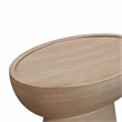 Pemberly Row Indoor / Outdoor Eclipse Faux Travertine Stone Side Table in Beige
