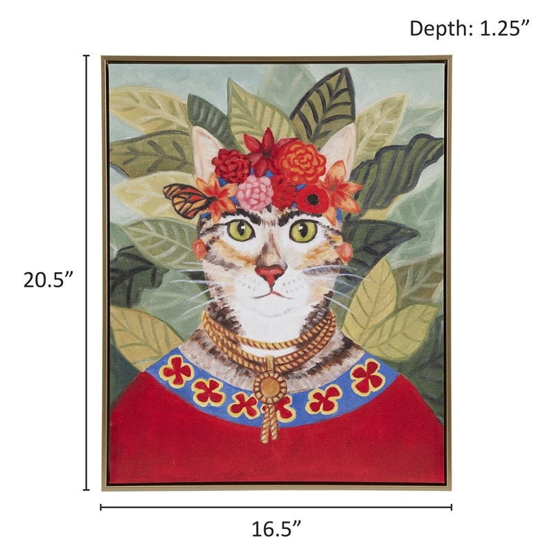 Pemberly Row Bohemian Cat In Forest Wood Wall Art in Multi-Color