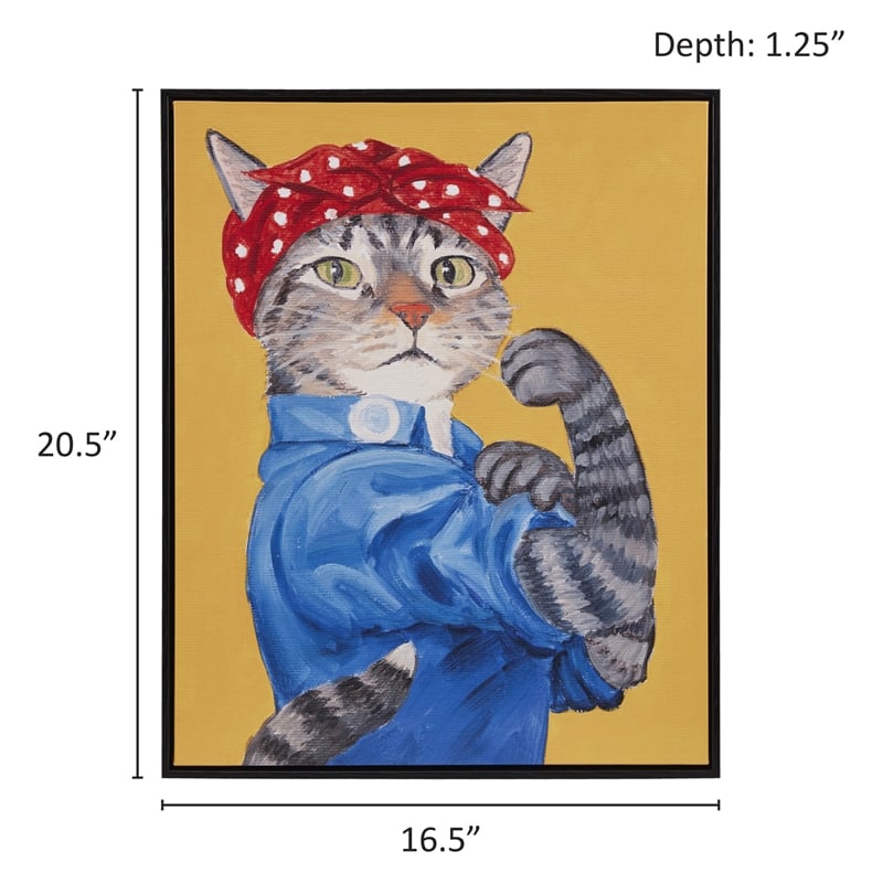 Pemberly Row Pet Portrait Rosie the Feline Wood Canvas Wall Art in Multi-Color
