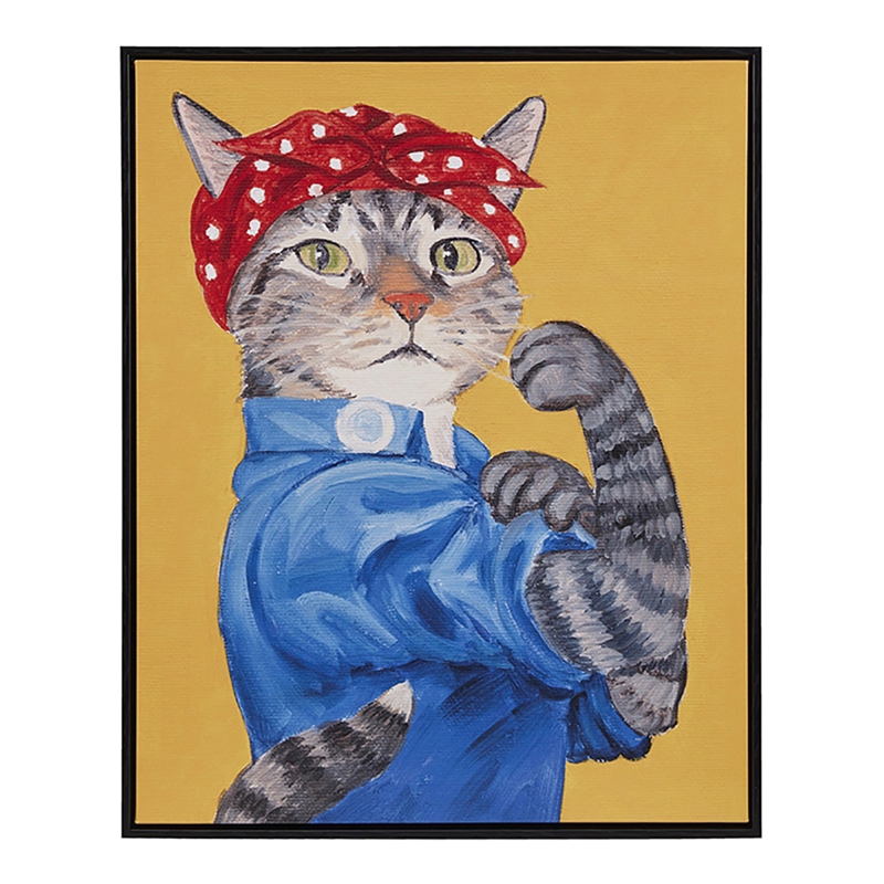 Pemberly Row Pet Portrait Rosie the Feline Wood Canvas Wall Art in Multi-Color