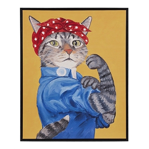 Pemberly Row Pet Portrait Rosie the Feline Wood Canvas Wall Art in Multi-Color