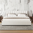Pemberly Row Upholstered Platform King Bed in White Boucle Fabric