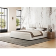 Pemberly Row Upholstered Platform King Bed in White Boucle Fabric