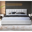 Pemberly Row Upholstered Platform King Bed in White Boucle Fabric