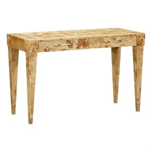 Pemberly Row Contemporary Acacia Burl Work Desk in Natural Finish