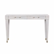 Pemberly Row Contemporary Acacia Burl Work Desk in White Finish