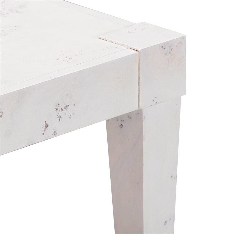 Pemberly Row Contemporary Acacia Burl Work Desk in White Finish