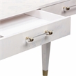 Pemberly Row Contemporary Acacia Burl Work Desk in White Finish