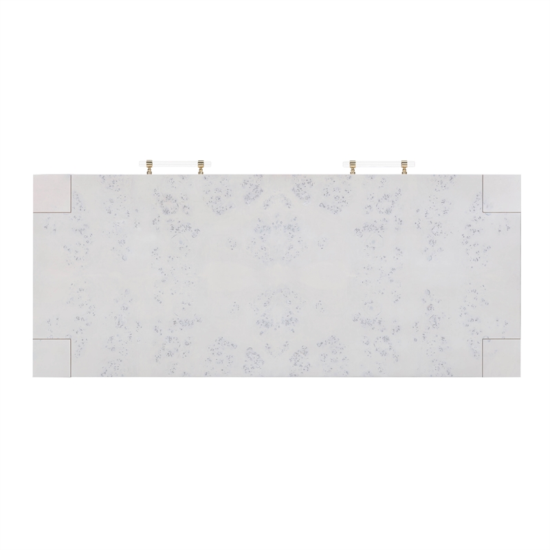 Pemberly Row Contemporary Acacia Burl Work Desk in White Finish