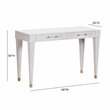 Pemberly Row Contemporary Acacia Burl Work Desk in White Finish