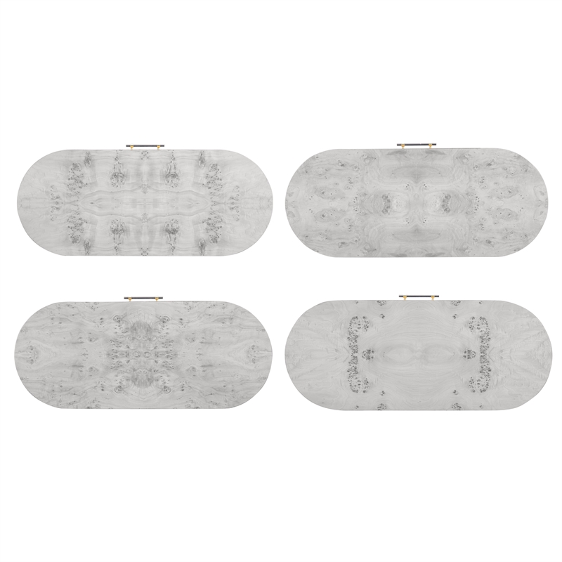 Pemberly Row Contemporary Acacia Burl Work Desk in White Finish