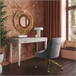 Pemberly Row Contemporary Acacia Burl Work Desk in White Finish