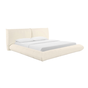 Pemberly Row Contemporary Cream 100 Percent Recycled Linen King Bed