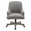 Pemberly Row Rustic Wood Base and Fabric Upholstered Office Chair in Fog Brown