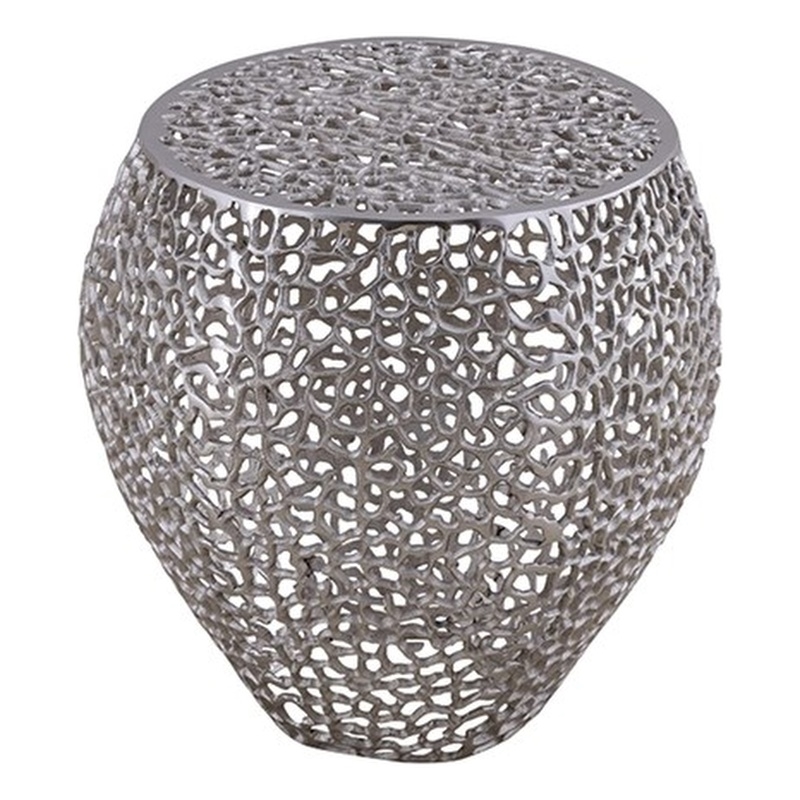 Pemberly Row Modern Style End Table made with Aluminium Casted in Silver Color