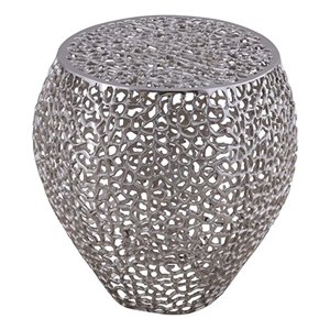 Pemberly Row Modern Style End Table made with Aluminium Casted in Silver Color