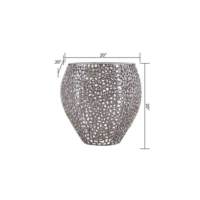 Pemberly Row Modern Style End Table made with Aluminium Casted in Silver Color