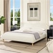 Pemberly Row Curved Headboard Upholstered Platform Bed King Ivory White Boucle