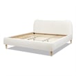 Pemberly Row Curved Headboard Upholstered Platform Bed King Ivory White Boucle