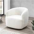 Pemberly Row Upholstered Mid-Century Fabric Swivel Chair in White
