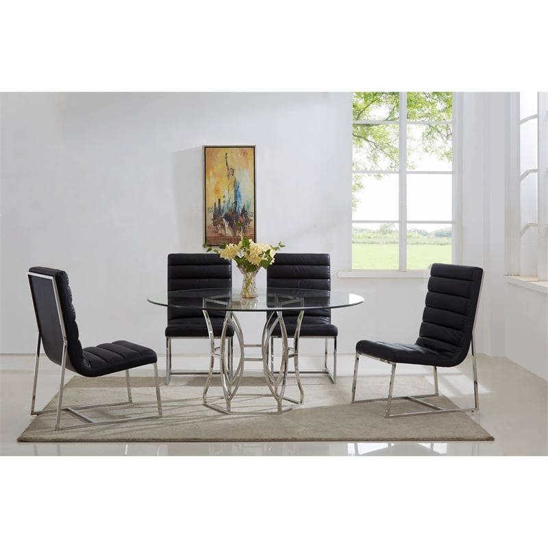 Pemberly Row Modern Silver Stainless Steel Round Dining Table Base