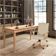 Pemberly Row High Back Executive Home Office Chair Neutral Cream Beige & Wood