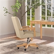 Pemberly Row High Back Executive Home Office Chair Neutral Cream Beige & Wood