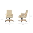 Pemberly Row High Back Executive Home Office Chair Neutral Cream Beige & Wood
